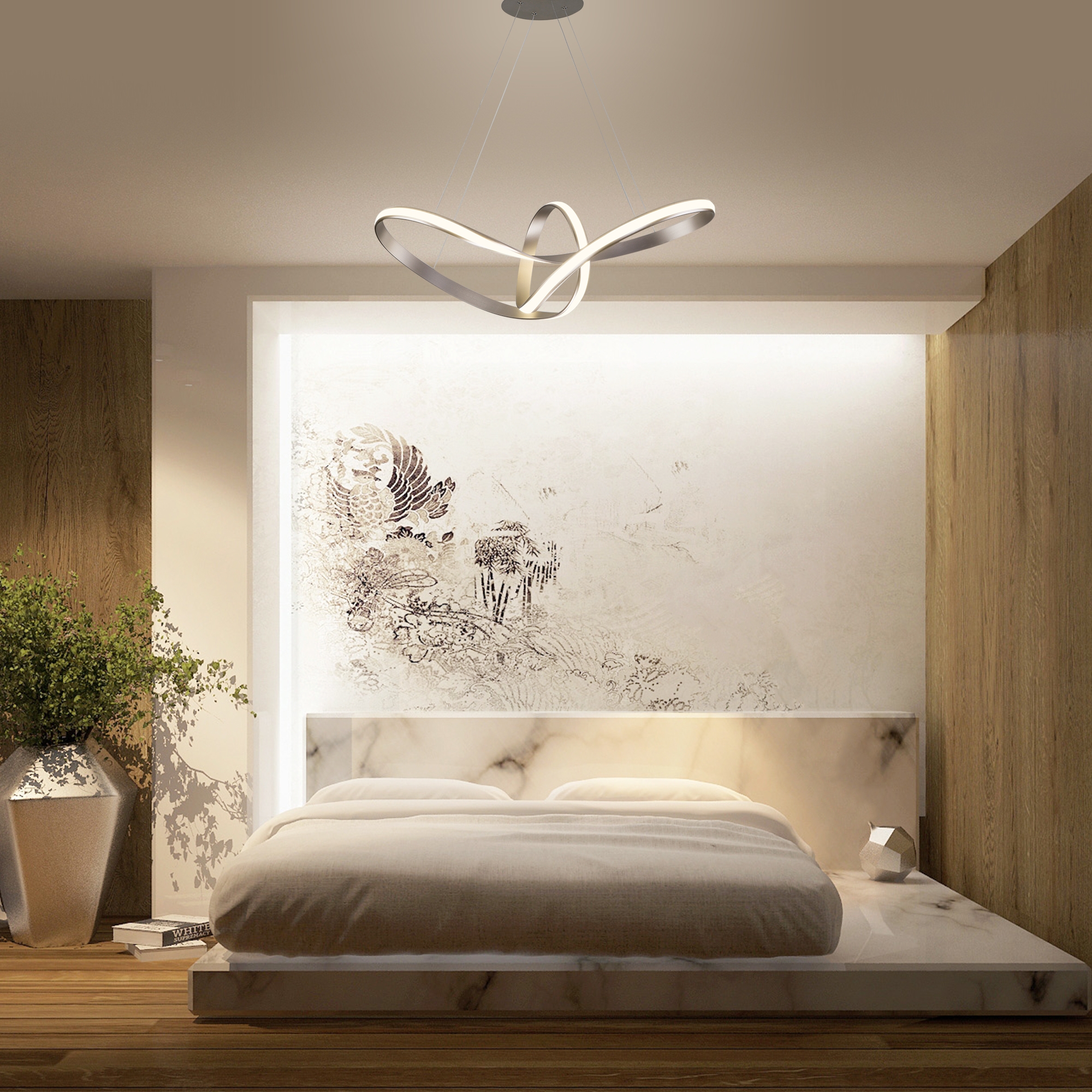 Дизайн спальни освещение над кроватью