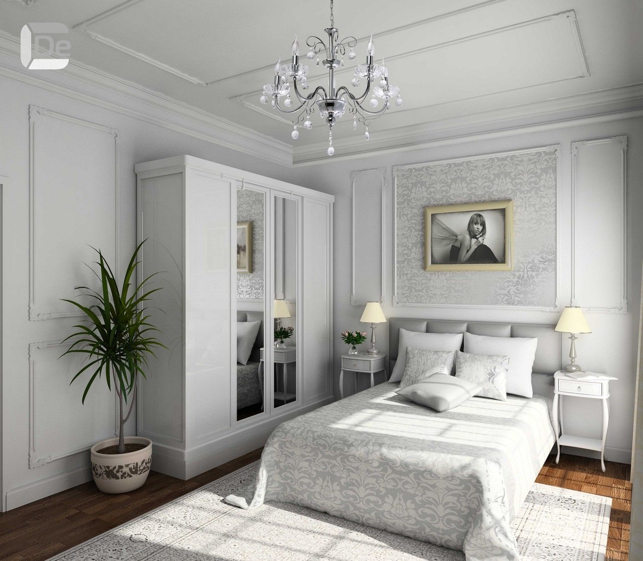 Неоклассика белая мебель спальня