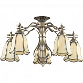 Потолочная люстра 662 662-05-52 antique brass + tiffany от производителя N-Light, арт: 662-05-52 antique brass + tiffany